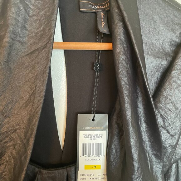 BCBG Maxazria V Neck Black Womans Dress Collared Shift Dress Size Medium NWT - Picture 6 of 6